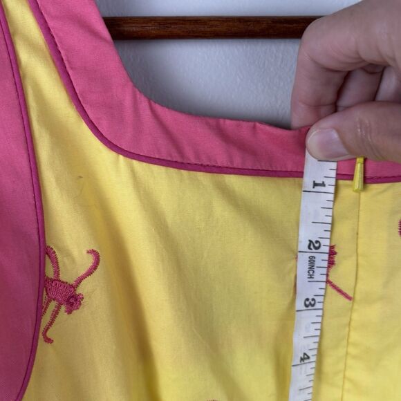 Lilly Pulitzer Spider Monkey Shift Mini Dress Size 8P Pink Yellow Sleeveless Zip - Picture 6 of 9